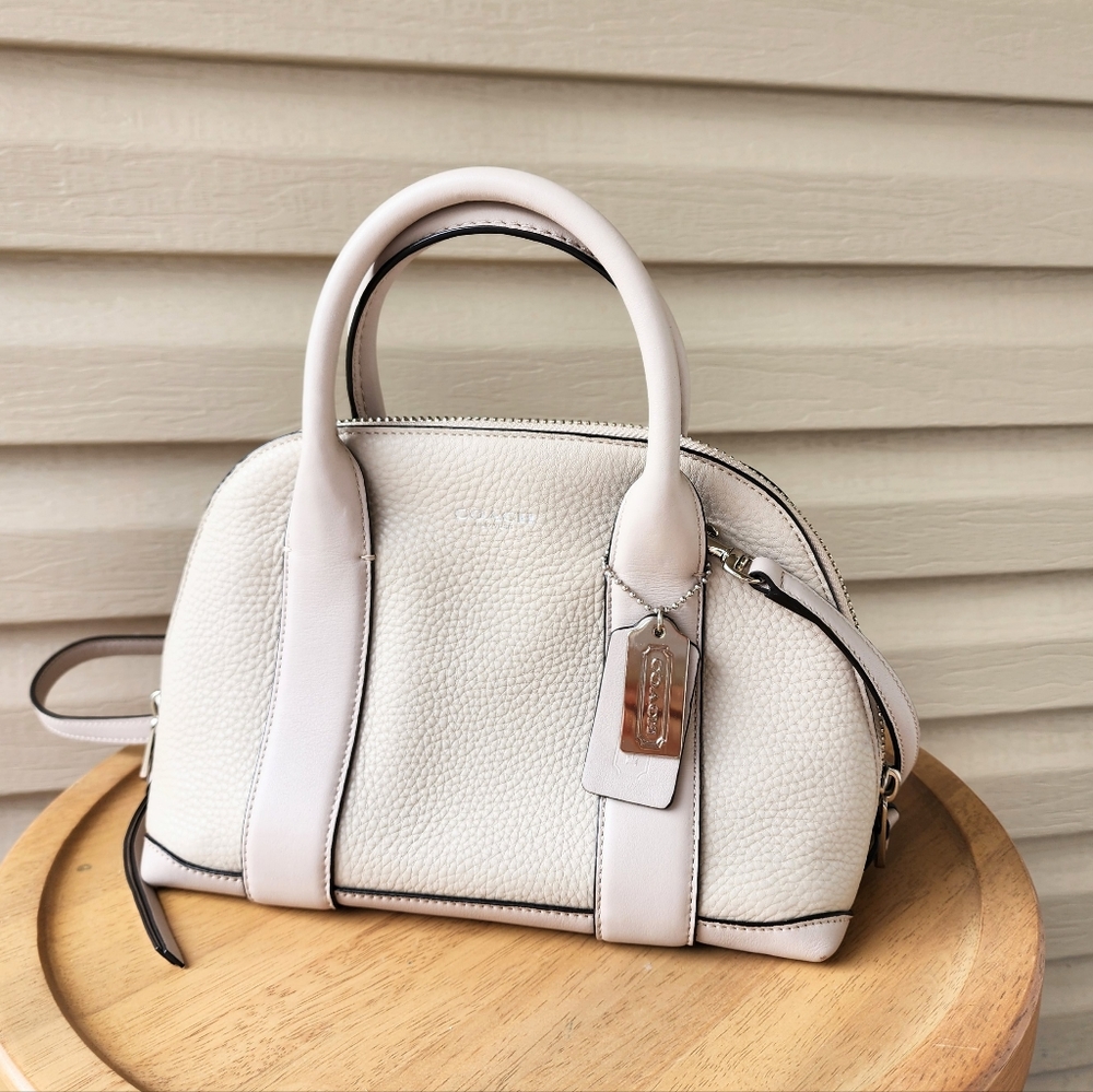 Coach Bleecker mini preston beige leather satchel bag